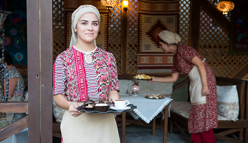 Crimean Tatar coffee has foam and is served with sweets