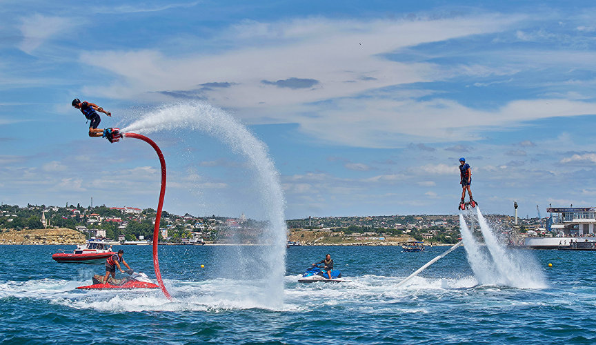 A participant of the X Fest International Festival of Water Extreme Sports in Sevastopol