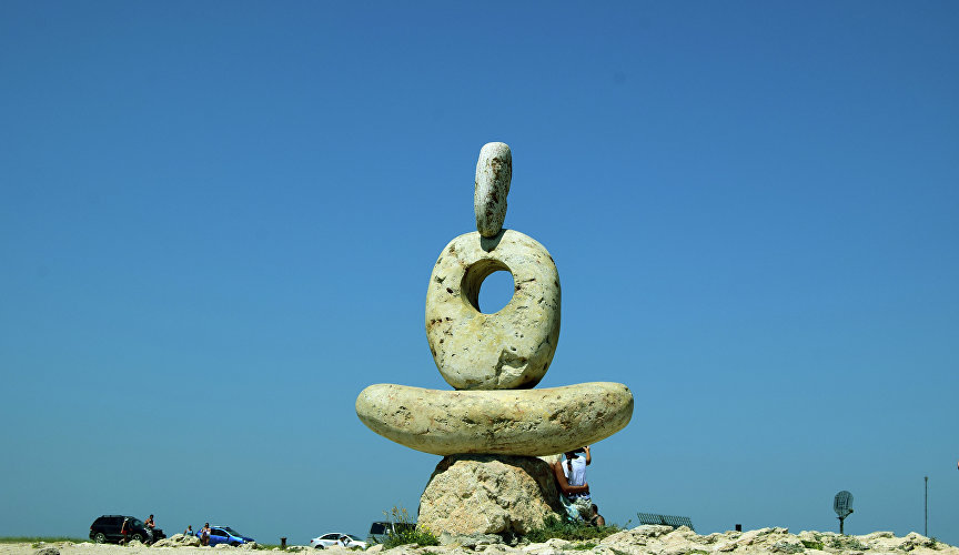 The sculpture "the Thinker" at Cape Tarkhankut